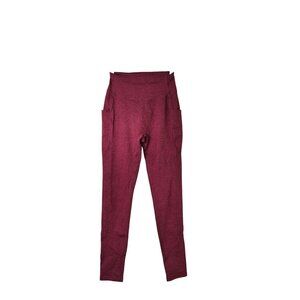 Stori Leggings Sz 6 Heavyweight Double Brush Soft Pockets Burgundy Heather Yoga